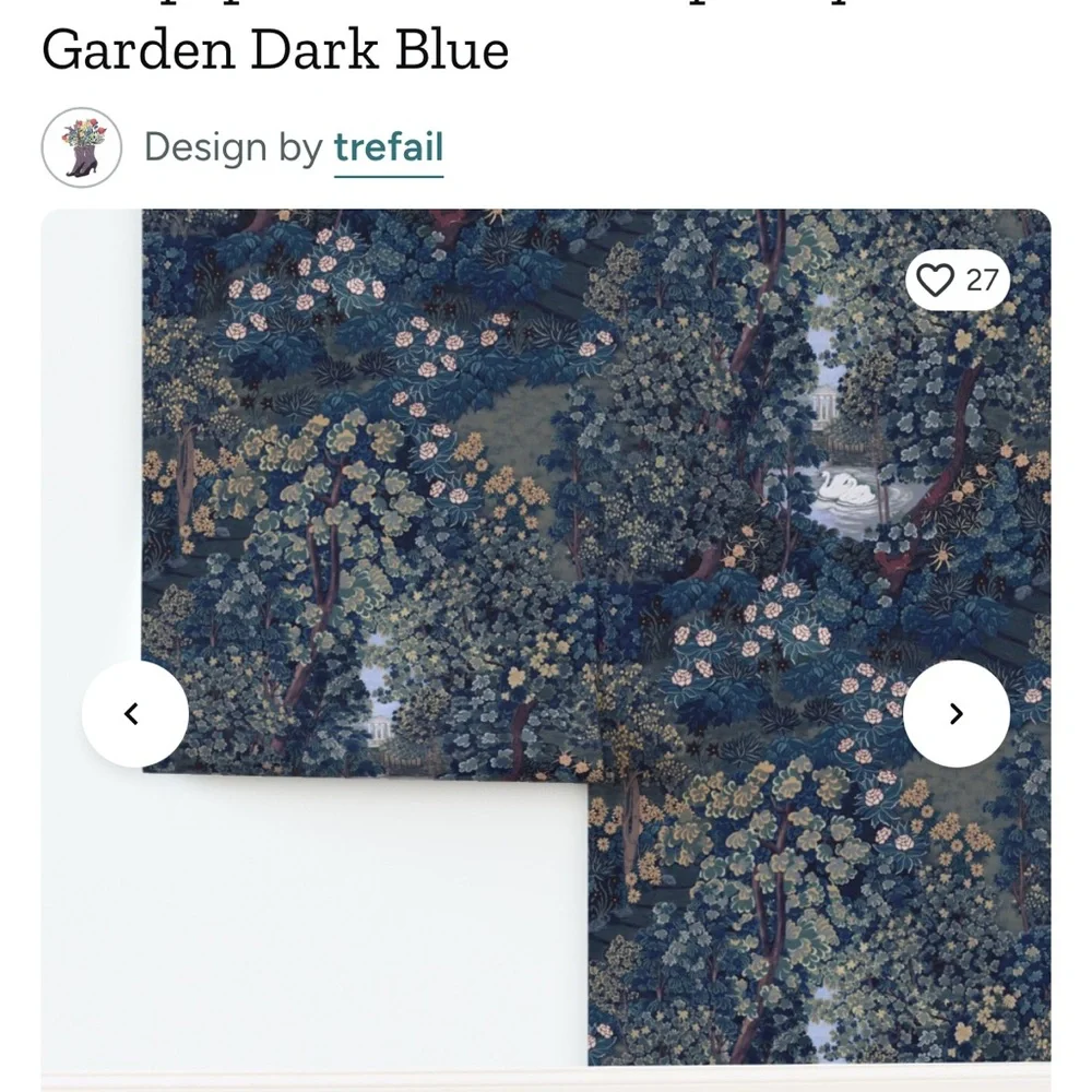 Trefail Garden Dark Blue Wallpaper